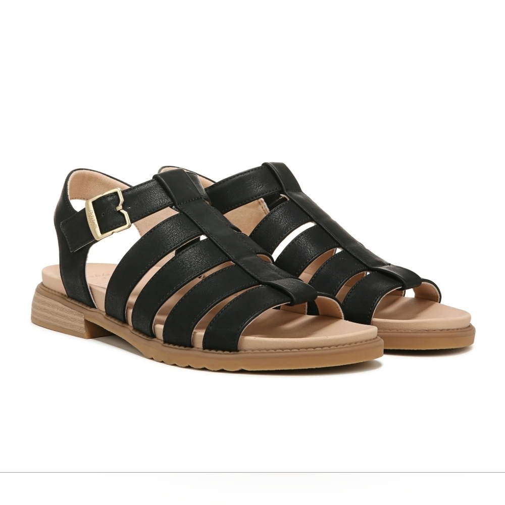 Black Gladiator Sandals with Buckle